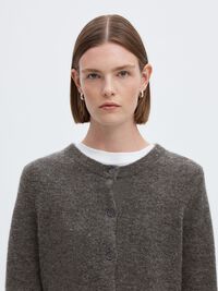 WOOL BLEND CARDIGAN, Medium Grey Melange, highres
