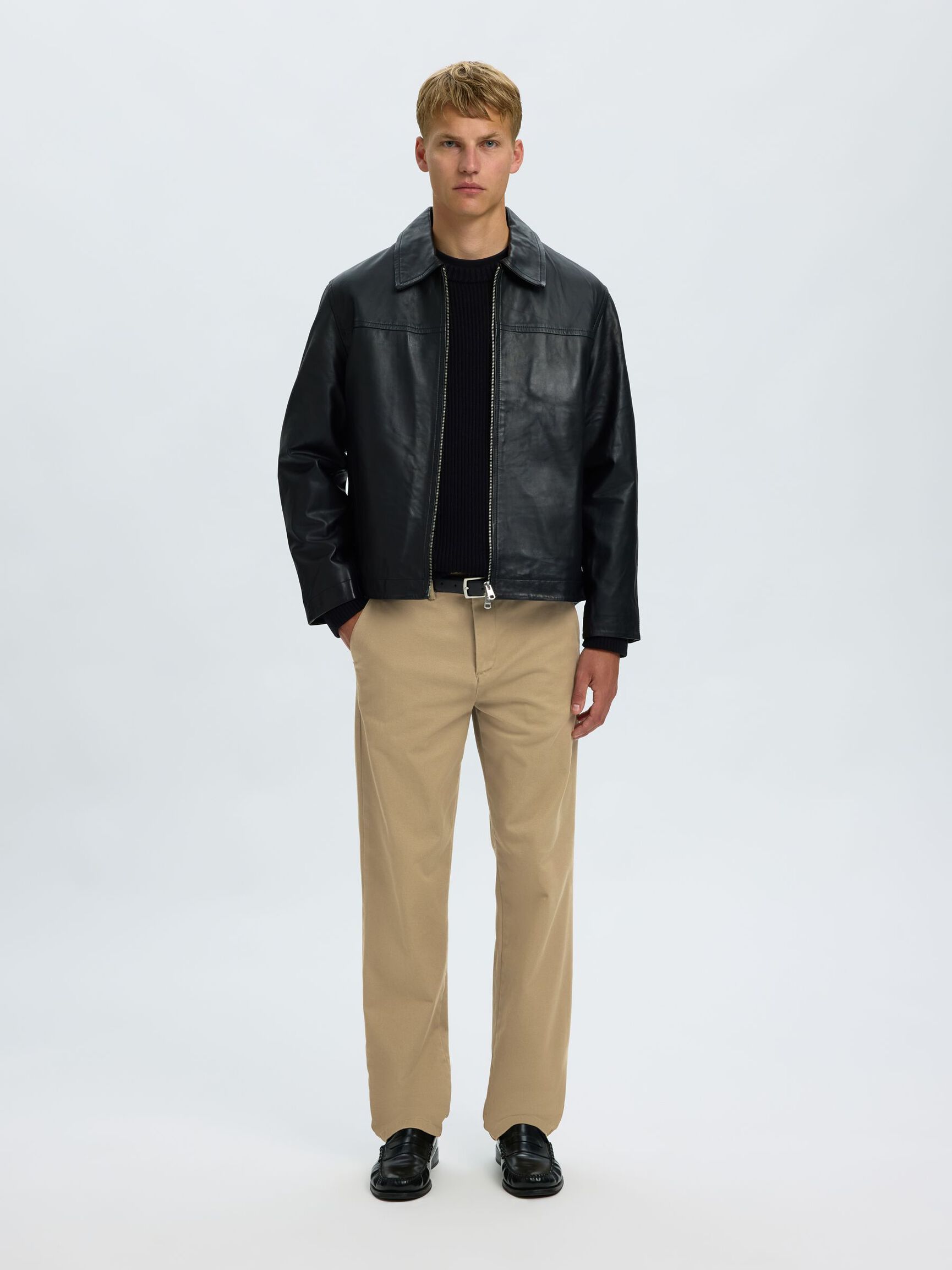 STRAIGHT FIT CHINOS, Greige, highres