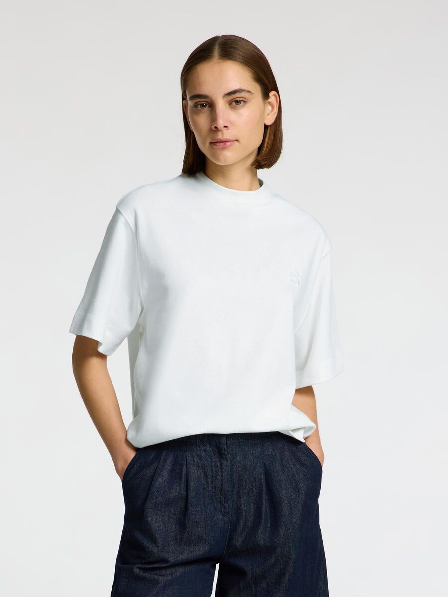 Selected RELAXED FIT EMBROIDERY T-SHIRT, Egret, highres - 16099056_Egret_003.jpg