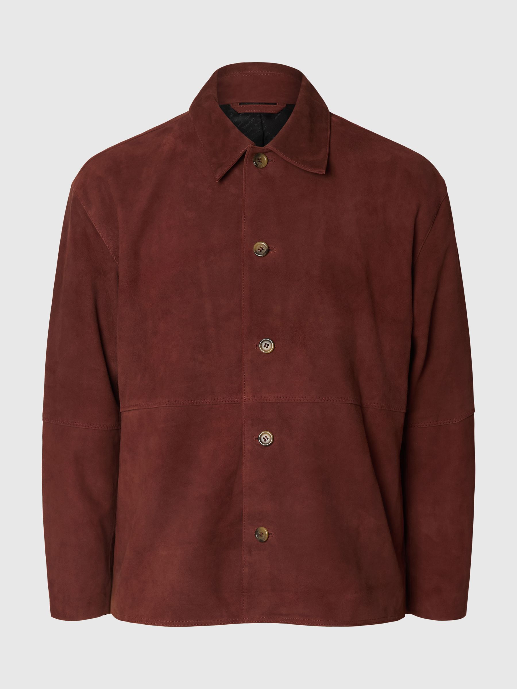 100% SUEDE OVERSHIRT, Cherry Mahogany, highres