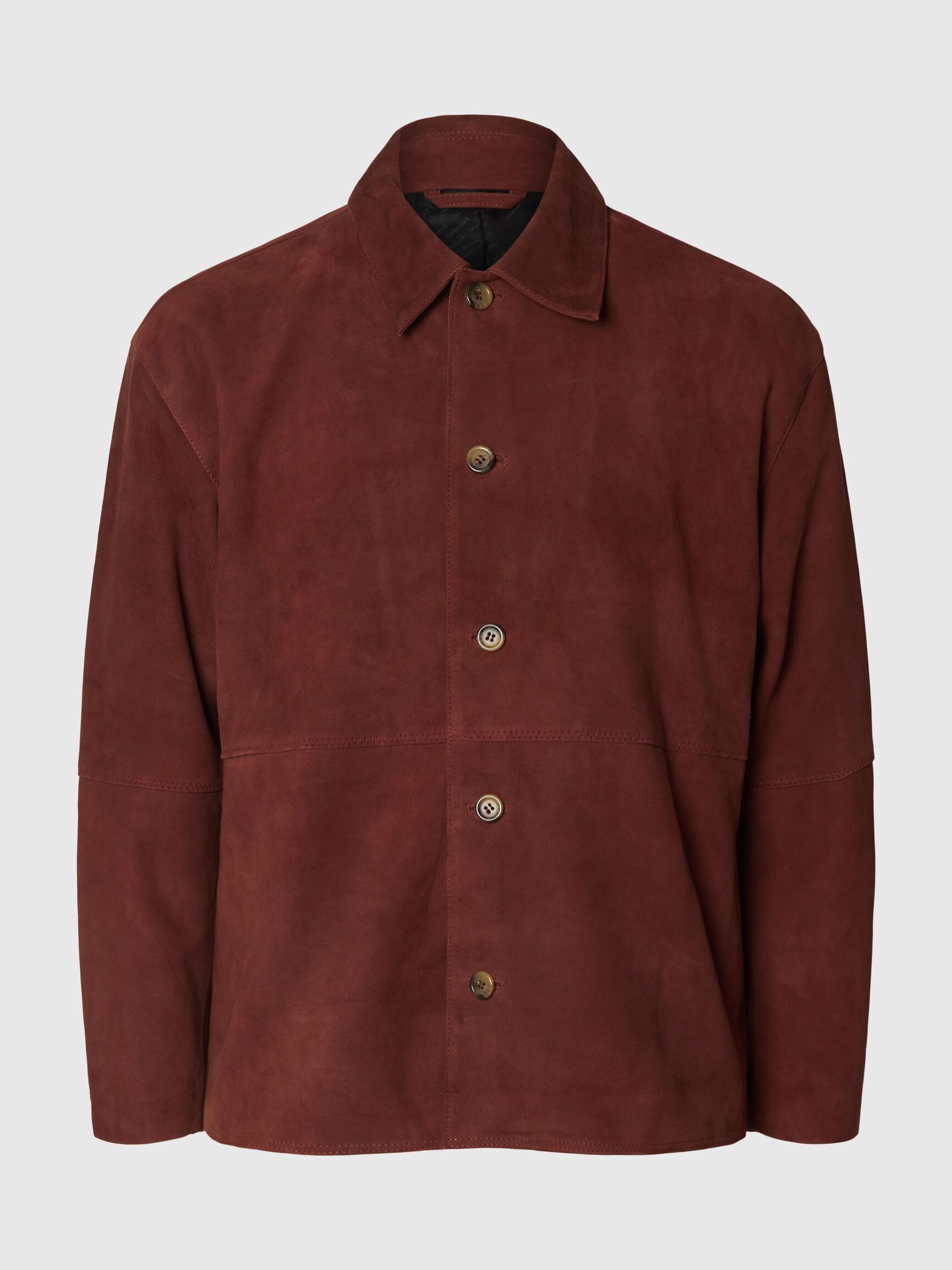 100% SUEDE OVERSHIRT, Cherry Mahogany, highres