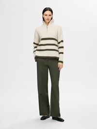 EN LAINE MÉLANGÉE À FERMETURE ÉCLAIR PULLOVER, Birch, highres