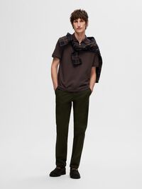 ZIPPER POLO SHIRT, Chocolate Torte, highres