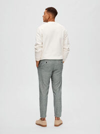 SLIM TAPERED LINEN BLEND TROUSERS, Sky Captain, highres