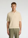 Selected TEXTURED KNITTED POLO SHIRT, Oatmeal, highres - 16097574_Oatmeal_003.jpg
