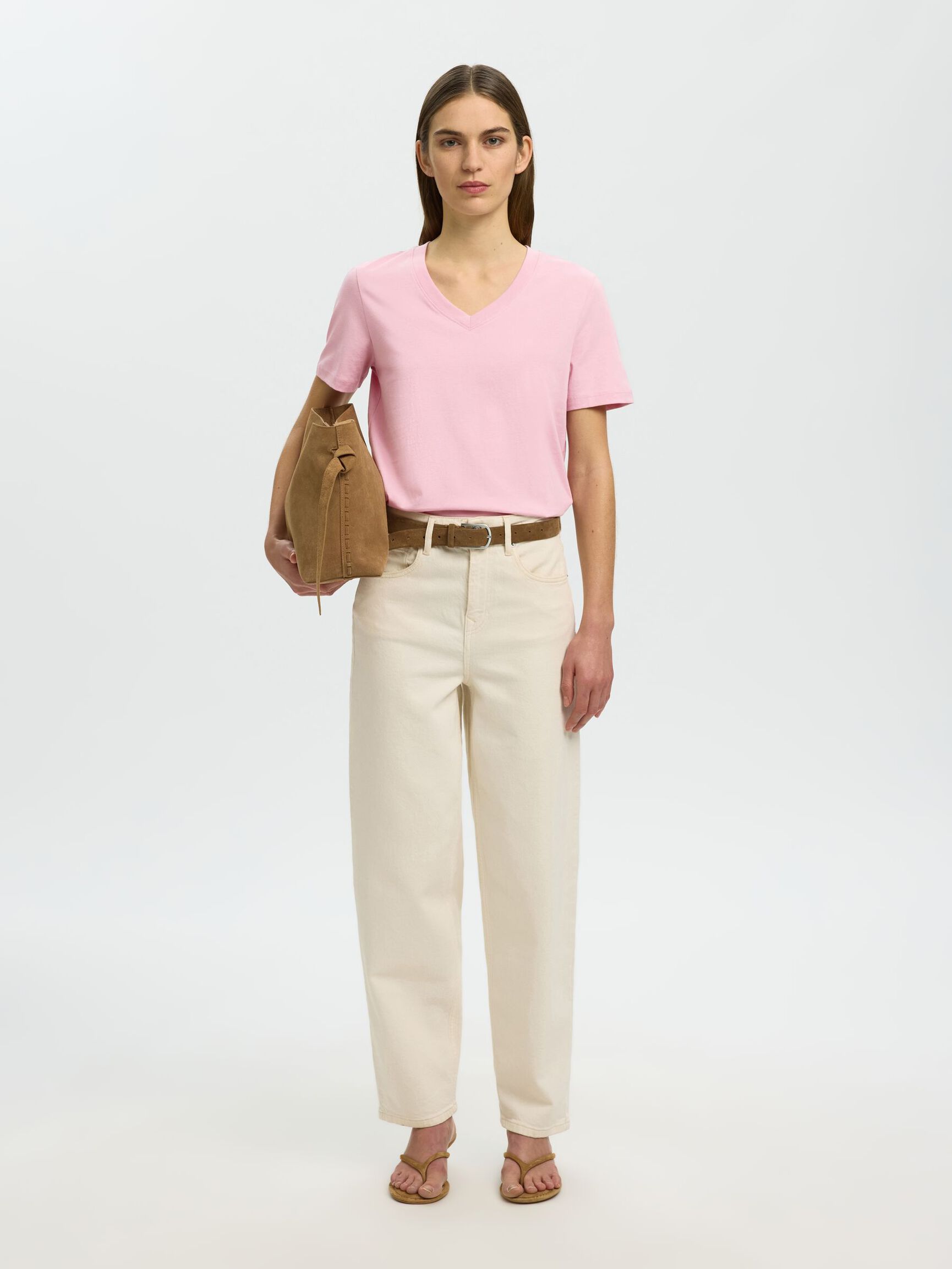 CLASSIC V-NECK T-SHIRT, Bleached Mauve, highres