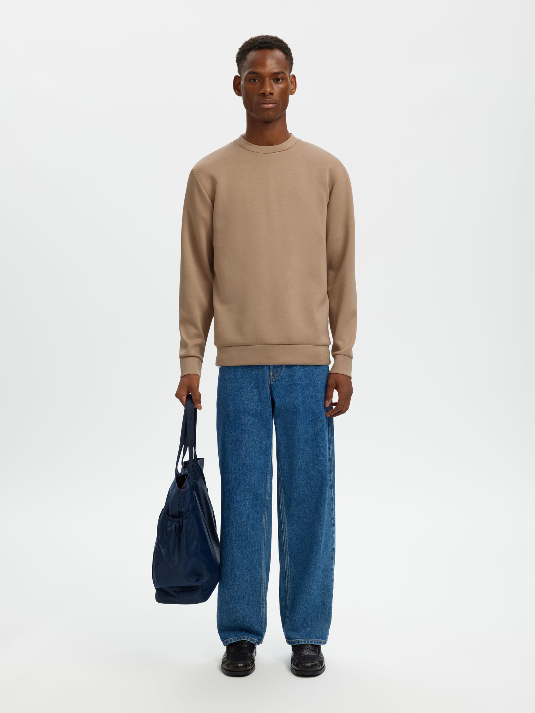 VISCOSE BLEND SWEATSHIRT, Savannah Tan, highres