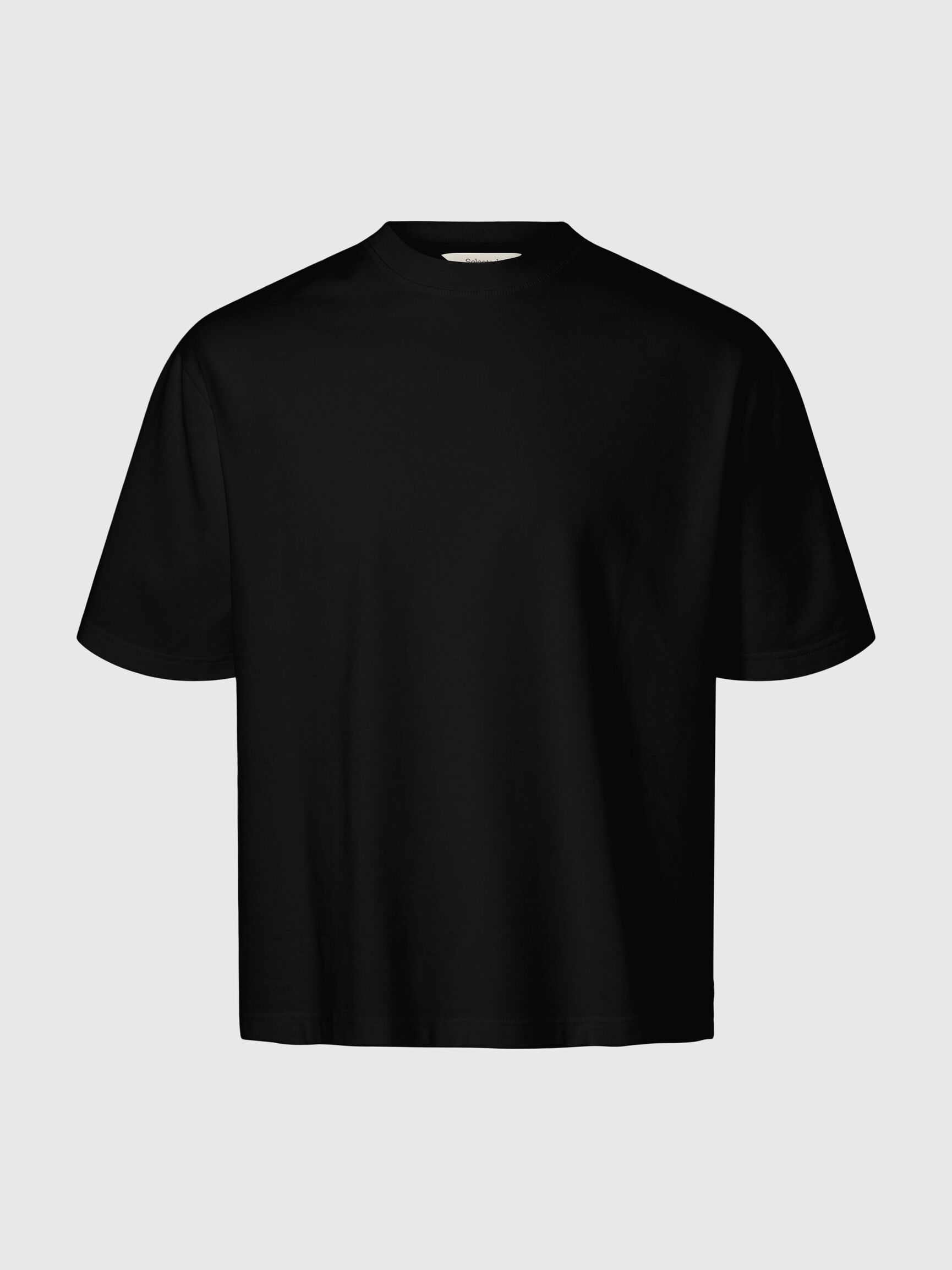 100% BAUMWOLL T-SHIRT MIT RUNDHALSAUSSCHNITT, Black, highres