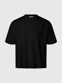 100% BAUMWOLL T-SHIRT MIT RUNDHALSAUSSCHNITT, Black, highres