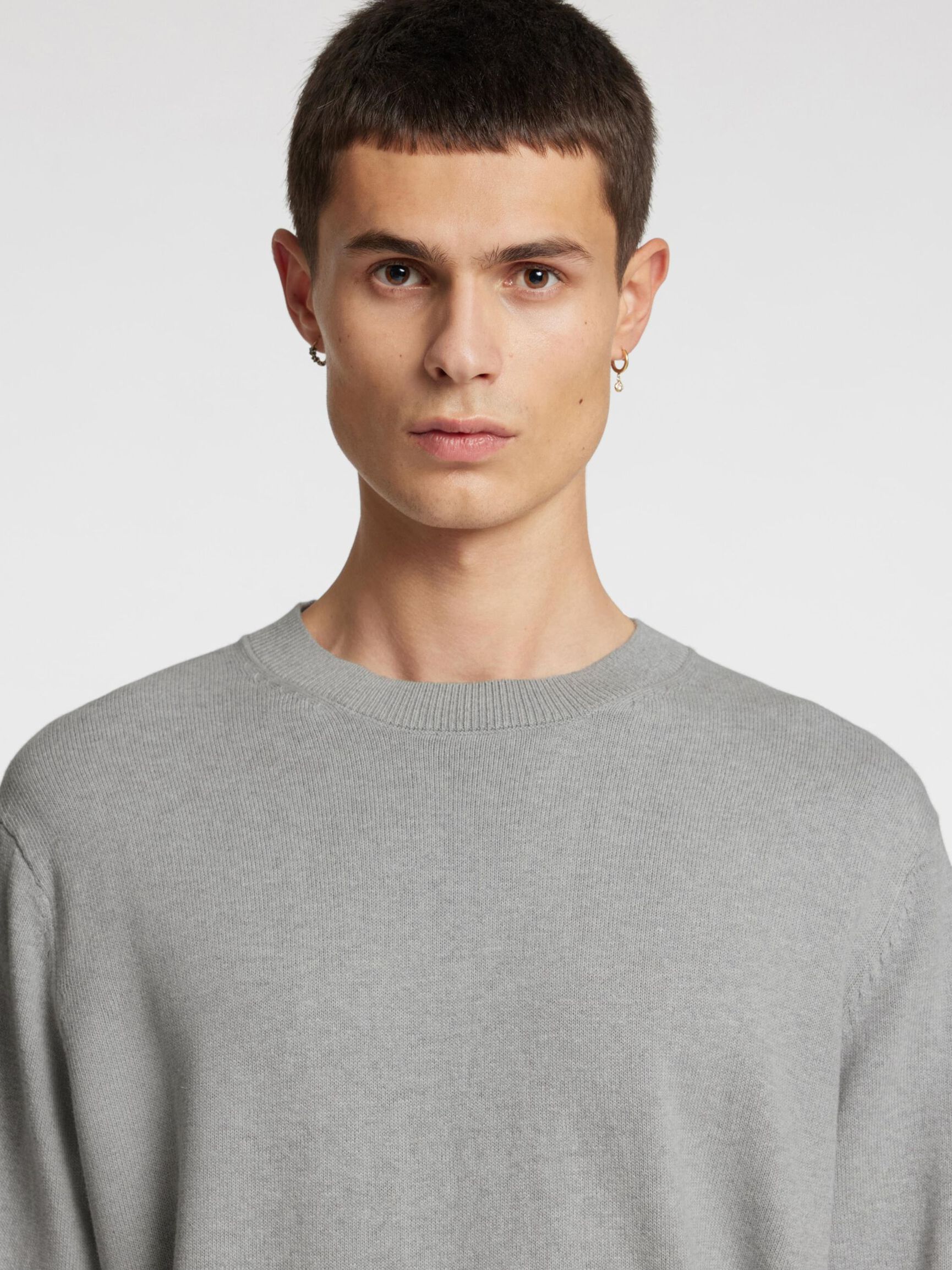 COUPE CLASSIQUE PULL EN MAILLE, Light Grey Melange, highres