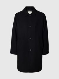 WOOL BLEND COAT, Black, highres