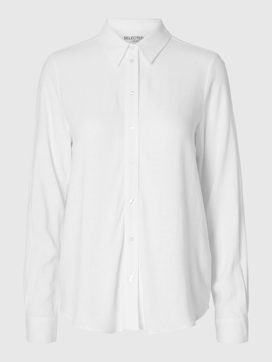 Selected VISCOSE BLEND SHIRT, Snow White, highres - 16082298_SnowWhite_001.jpg
