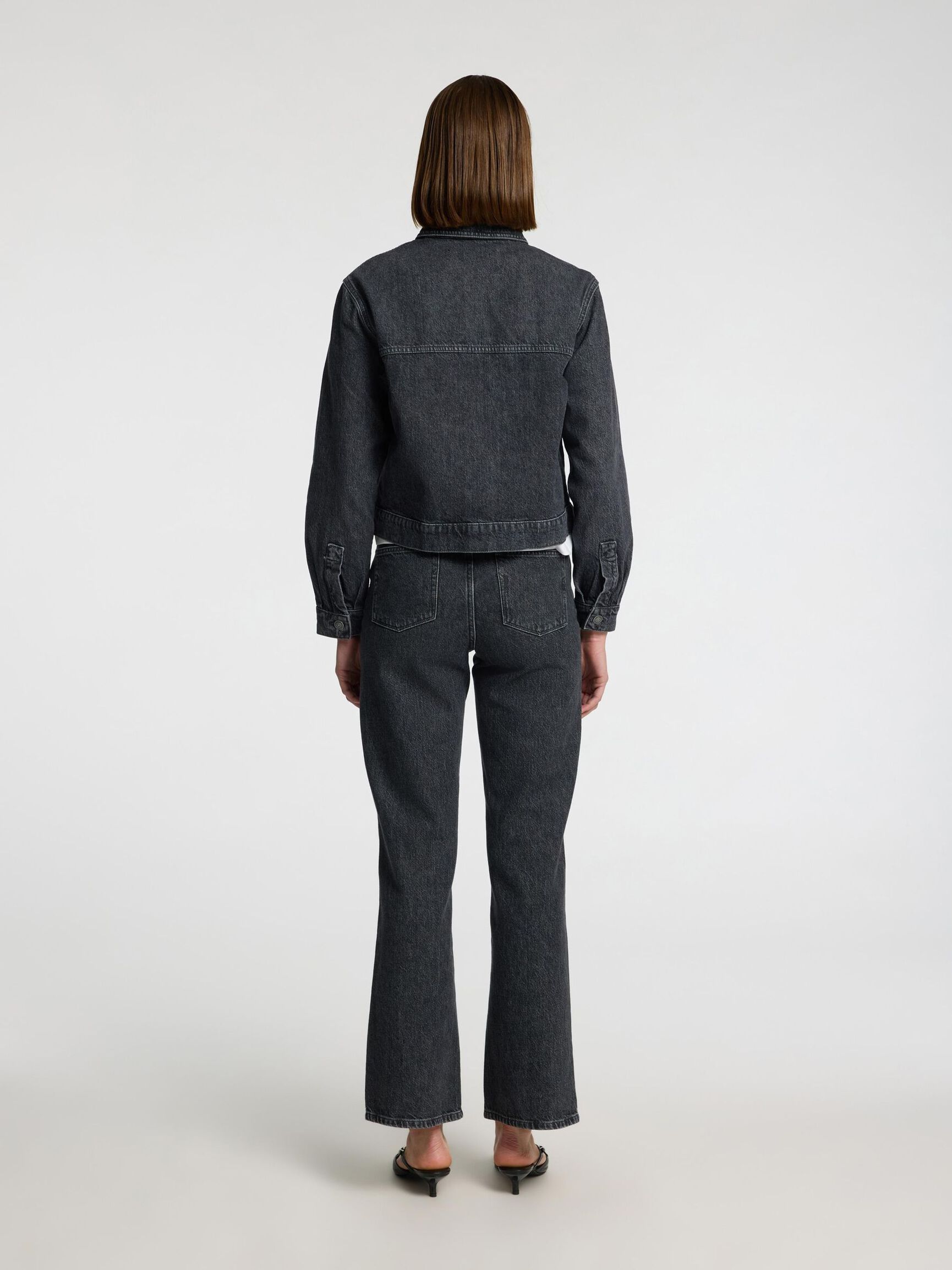 DÉLAVAGE NOIR EFFET VIEILLI VESTE EN JEAN, Black, highres