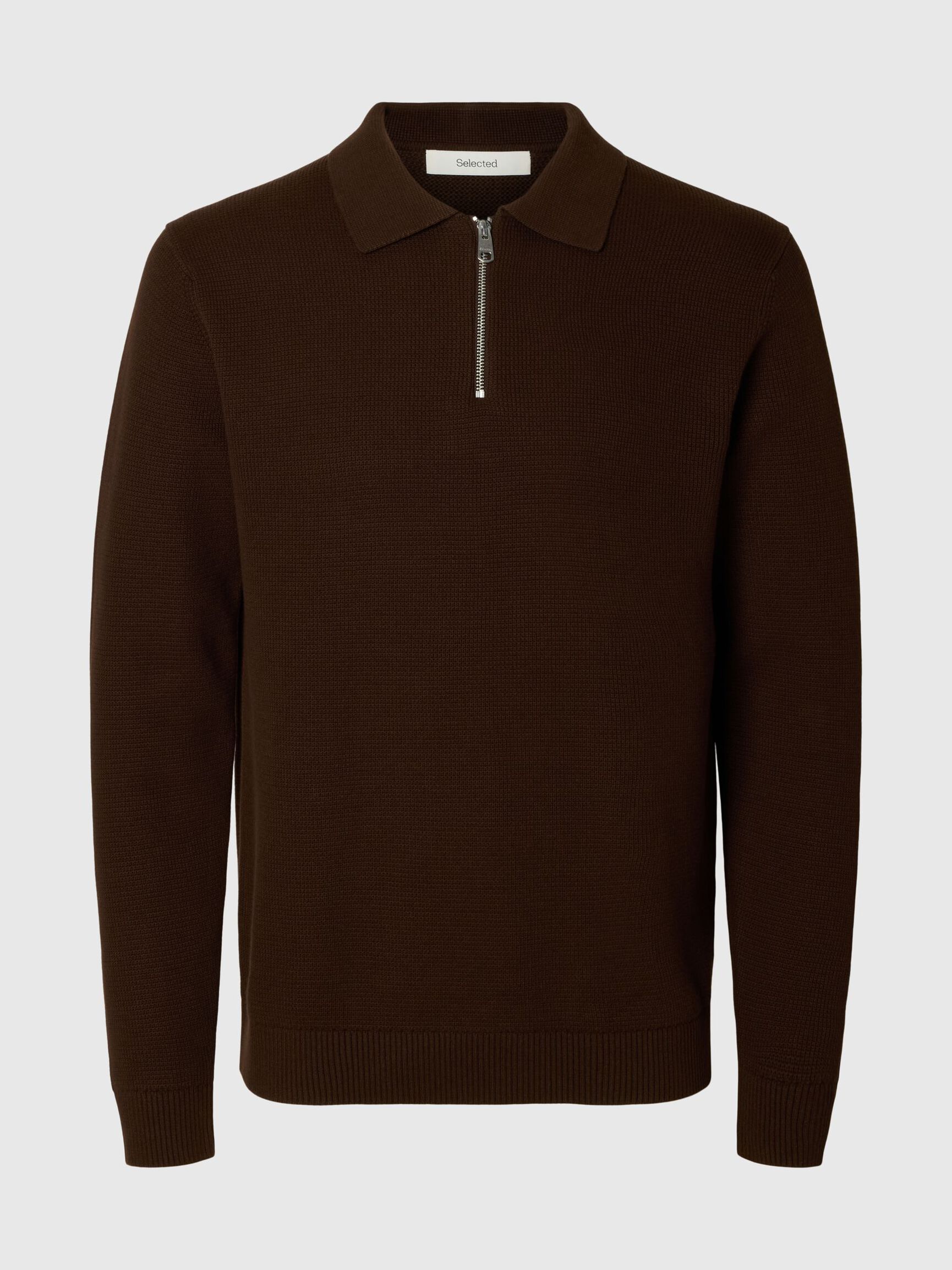 LONG SLEEVED HALF-ZIP JUMPER, Demitasse, highres