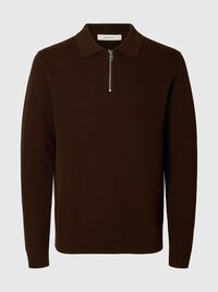 LONG SLEEVED HALF-ZIP JUMPER, Demitasse, highres