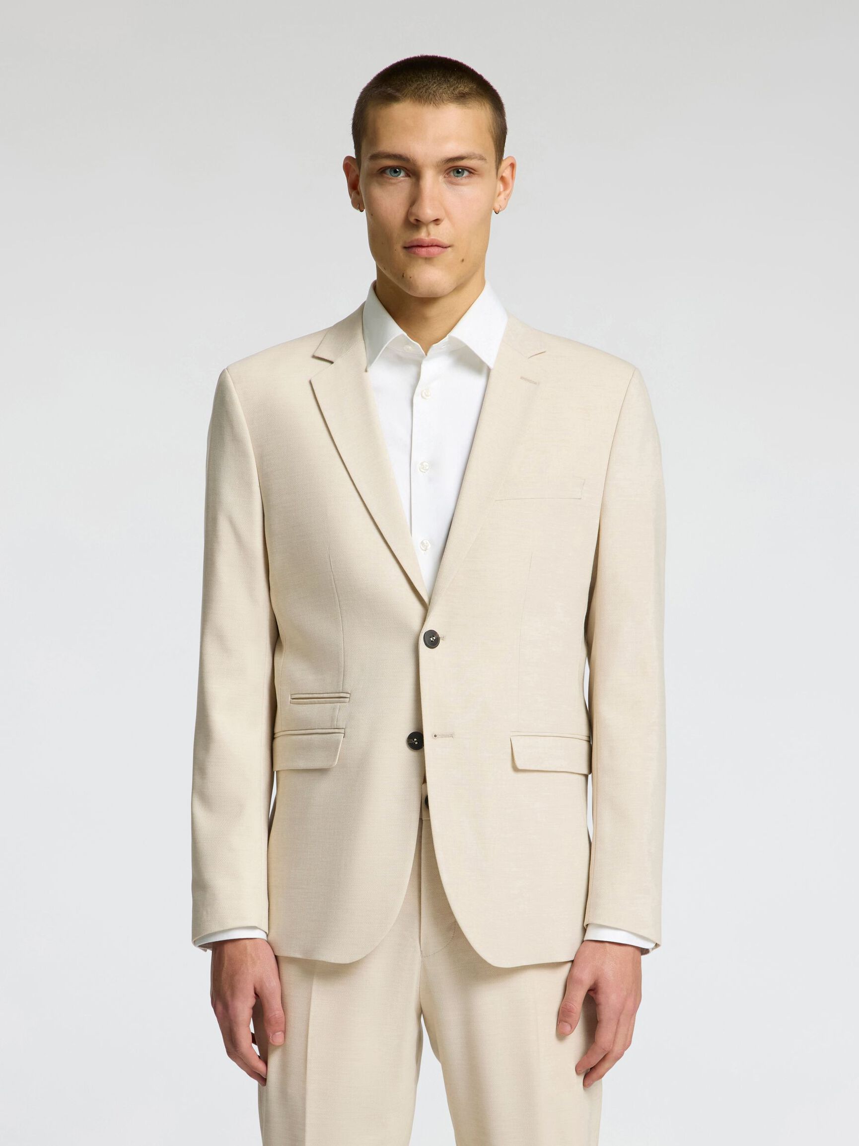 SINGLE BREASTED SLIM-FIT BLAZER, Egret, highres