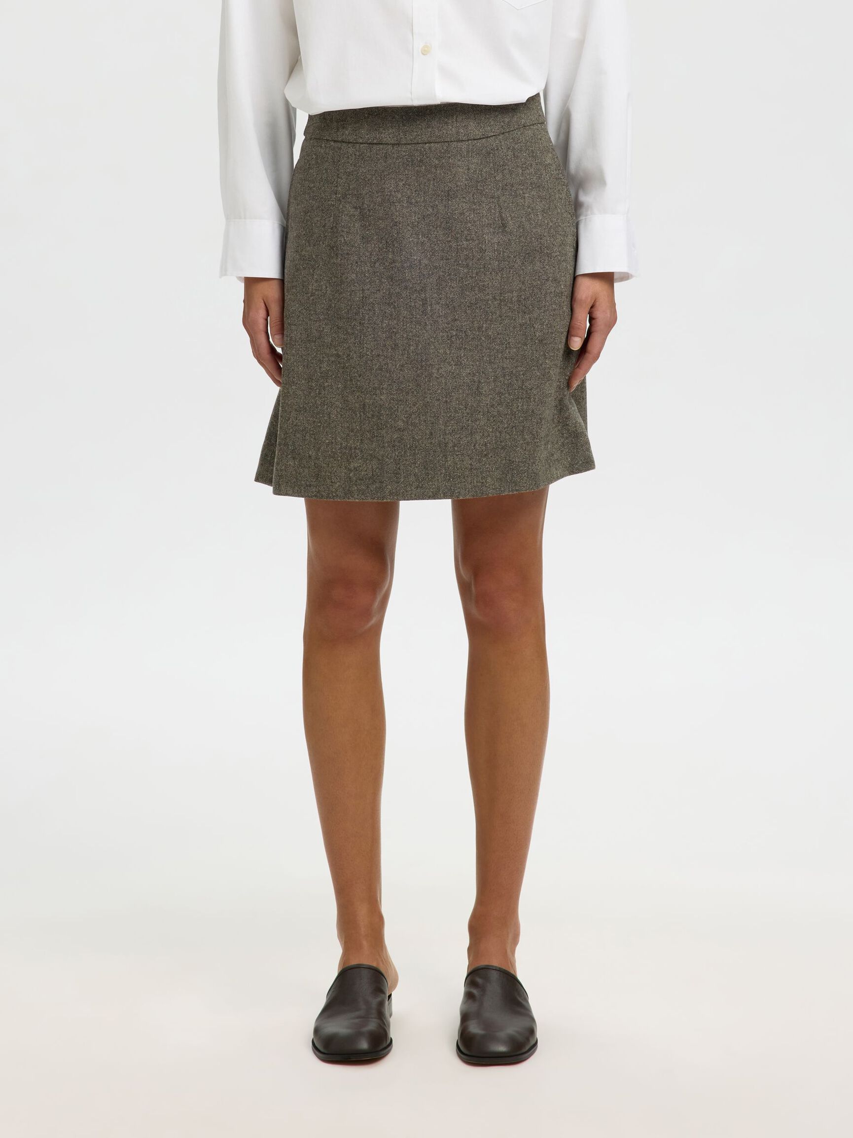 WOOL BLEND MINI SKIRT, Brownie, highres