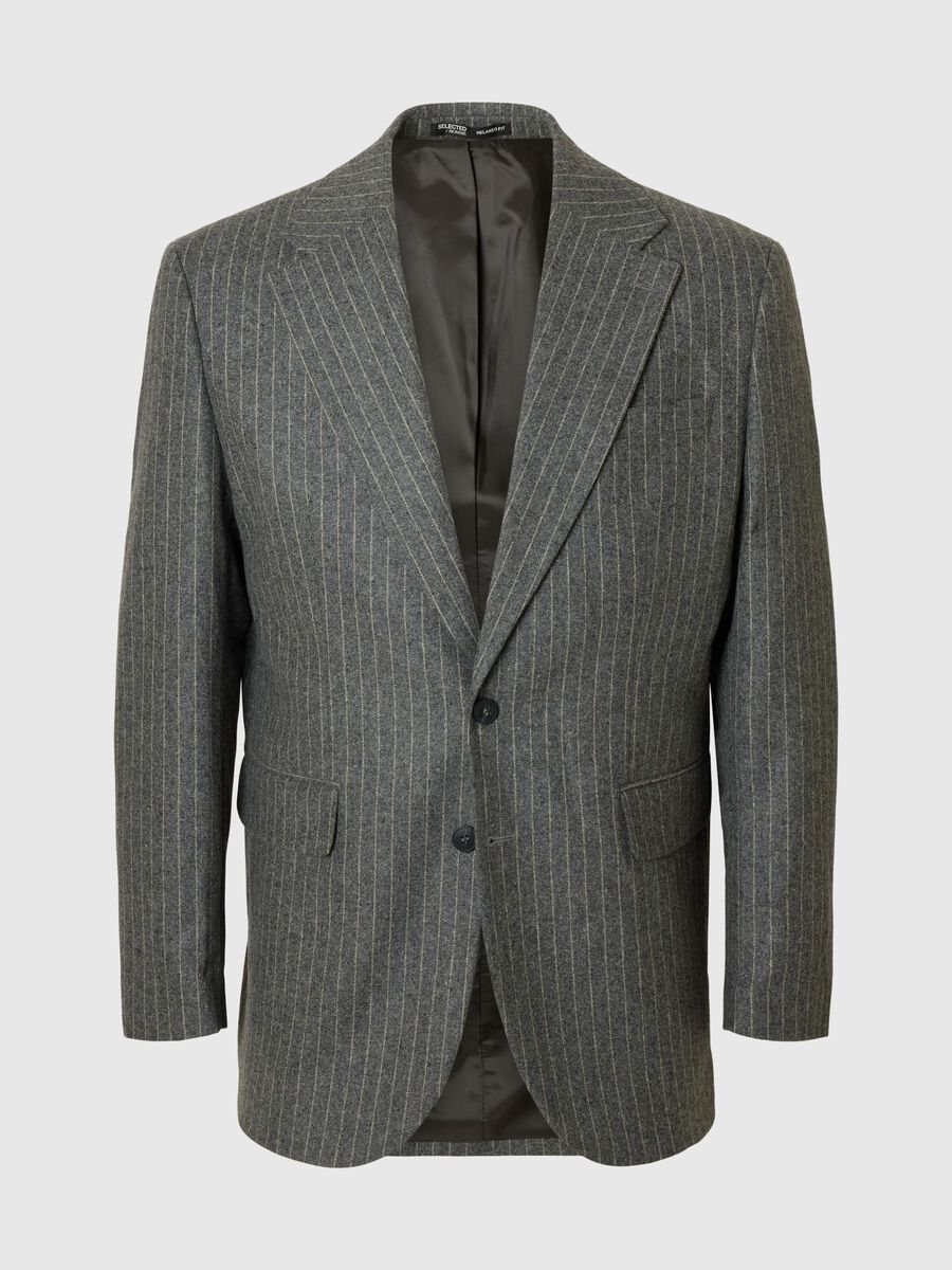 Product tile image - PINSTRIPE SINGLE-BREASTED BLAZER, Medium Grey Melange | 16099474_MediumGreyMelange_1225196