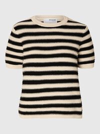 SHORT-SLEEVED KNITTED TOP, Birch, highres