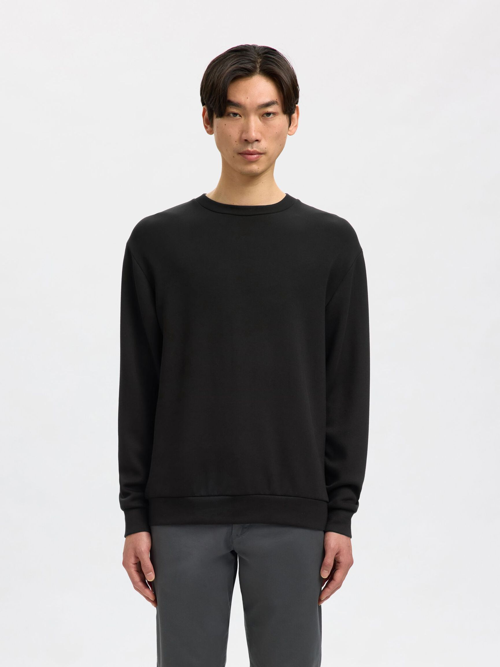 VISCOSE BLEND SWEATSHIRT, Black, highres