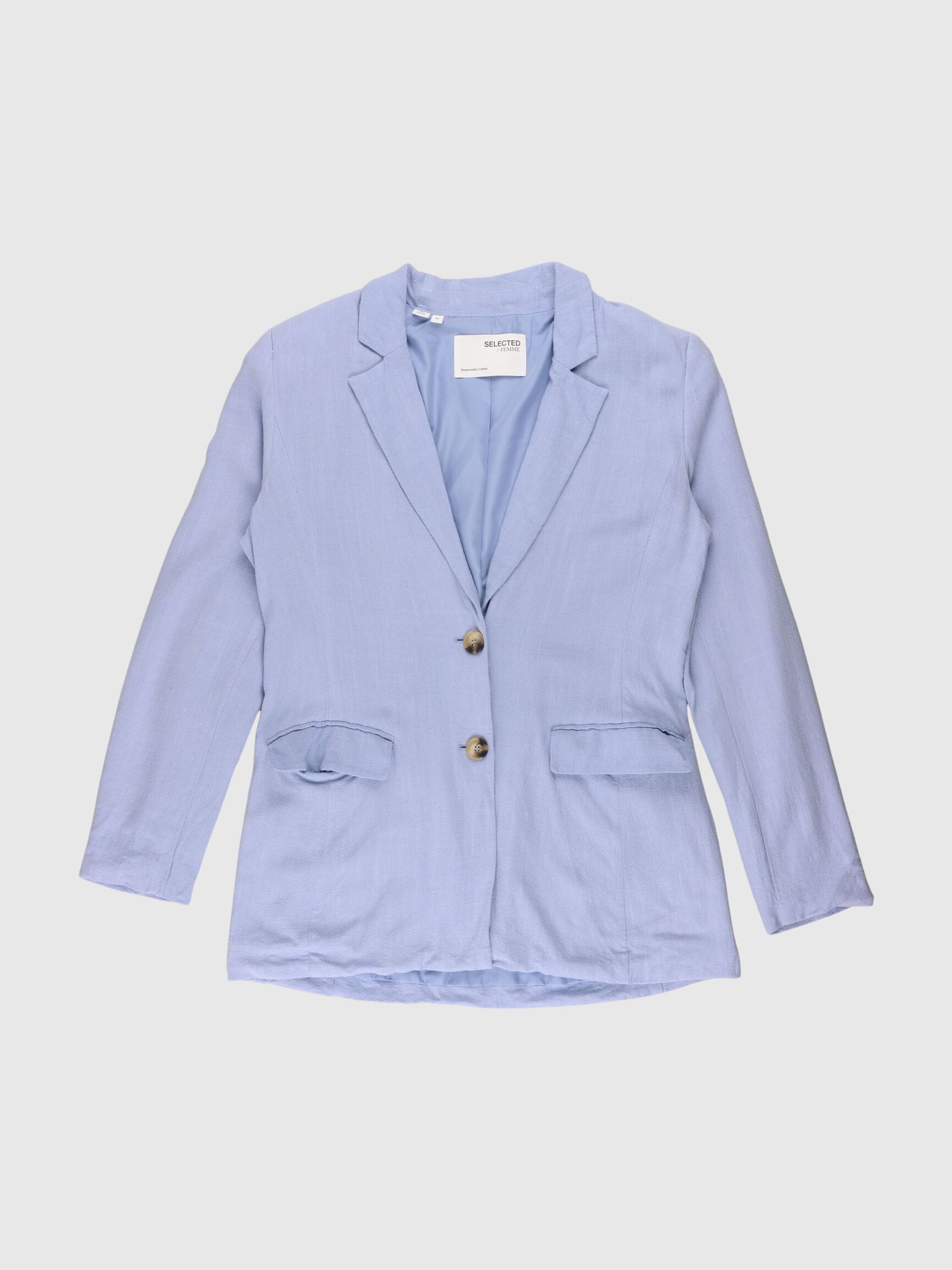 VISCOSE BLEND RELAXED BLAZER, Cashmere Blue, highres