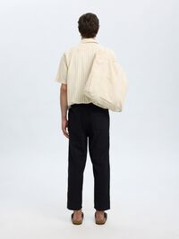 LINEN BLEND TROUSERS, Black, highres
