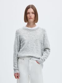 WOOL BLEND JUMPER, Light Grey Melange, highres
