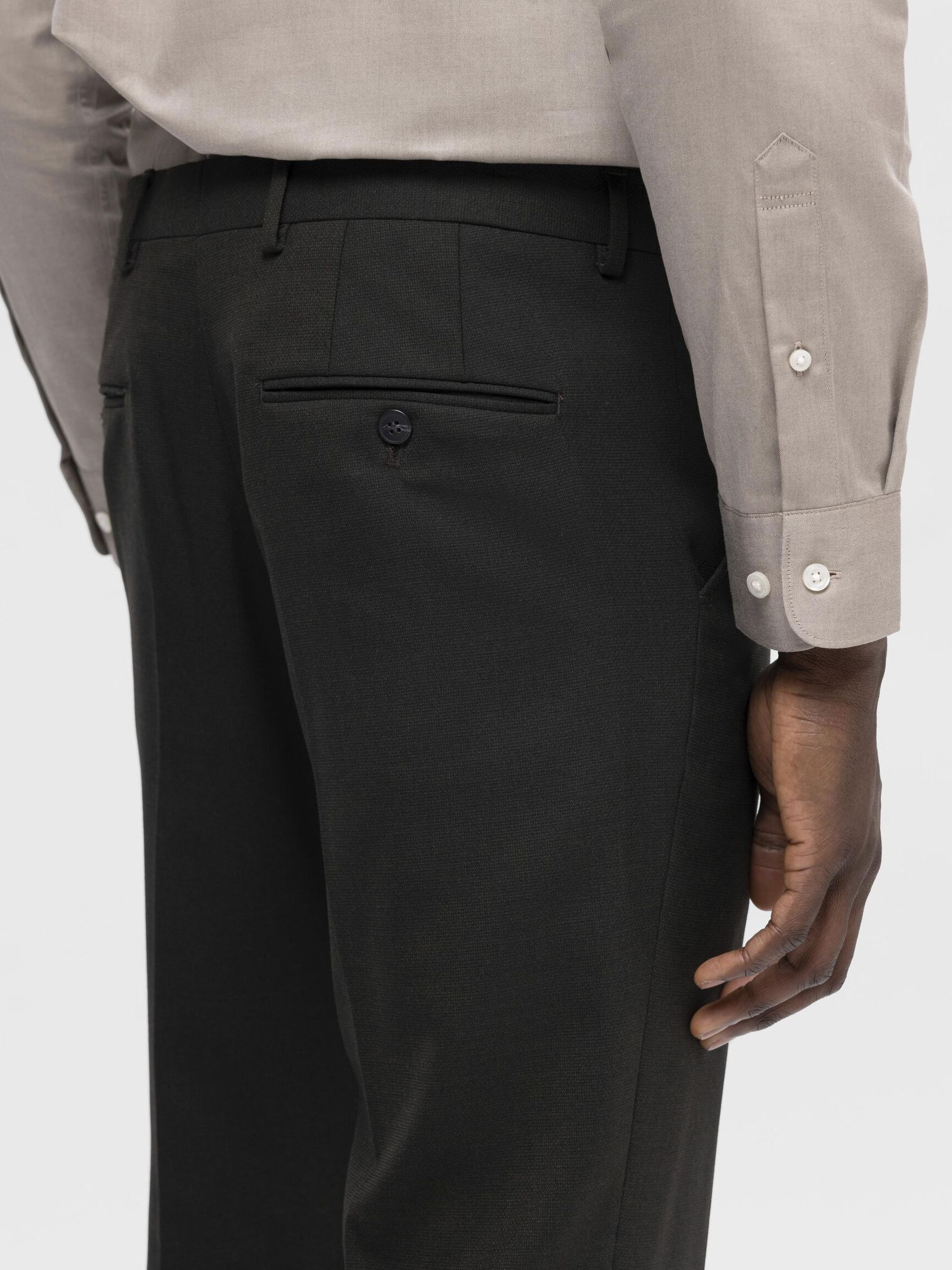WOVEN WOOL BLEND TROUSERS, Dark Green, highres