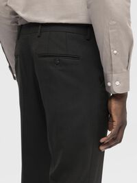 WOVEN WOOL BLEND TROUSERS, Dark Green, highres