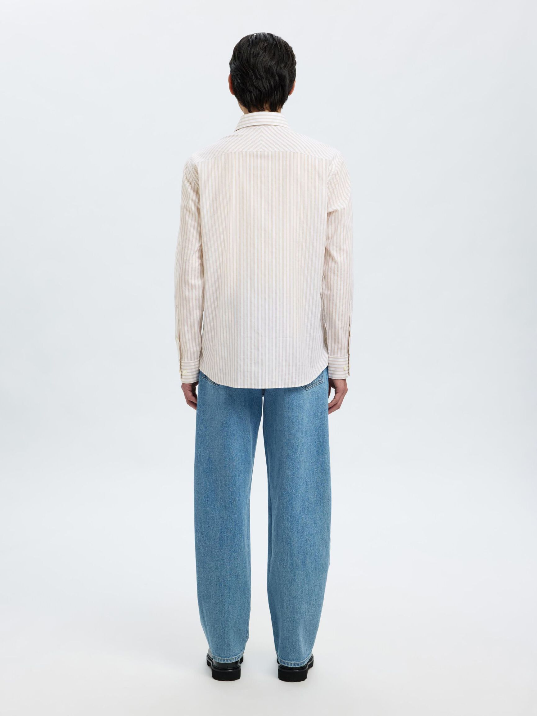 COTTON SLIM FIT SHIRT, Bright White, highres