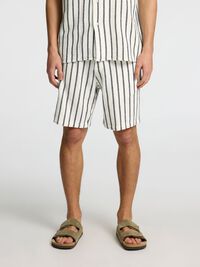 PRENDA DE ALGODÓN A RAYAS SHORTS, Egret, highres