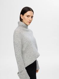POLOKRAGE ULLBLANDNING TRÖJA, Light Grey Melange, highres