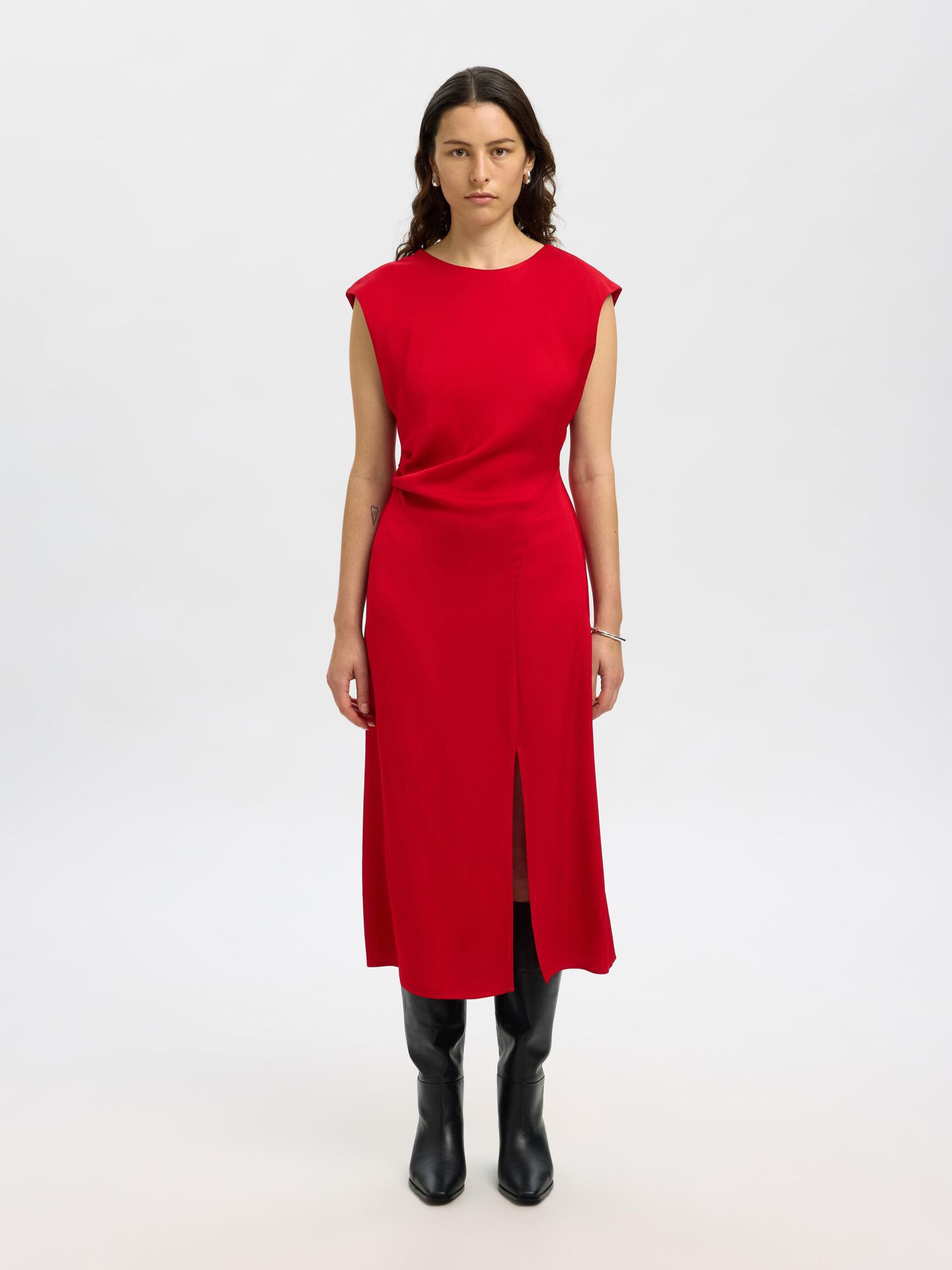 VISCOSE MAXI-JURK, Equestrian Red, highres