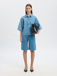 DENIM POLO, Light Blue Denim, highres