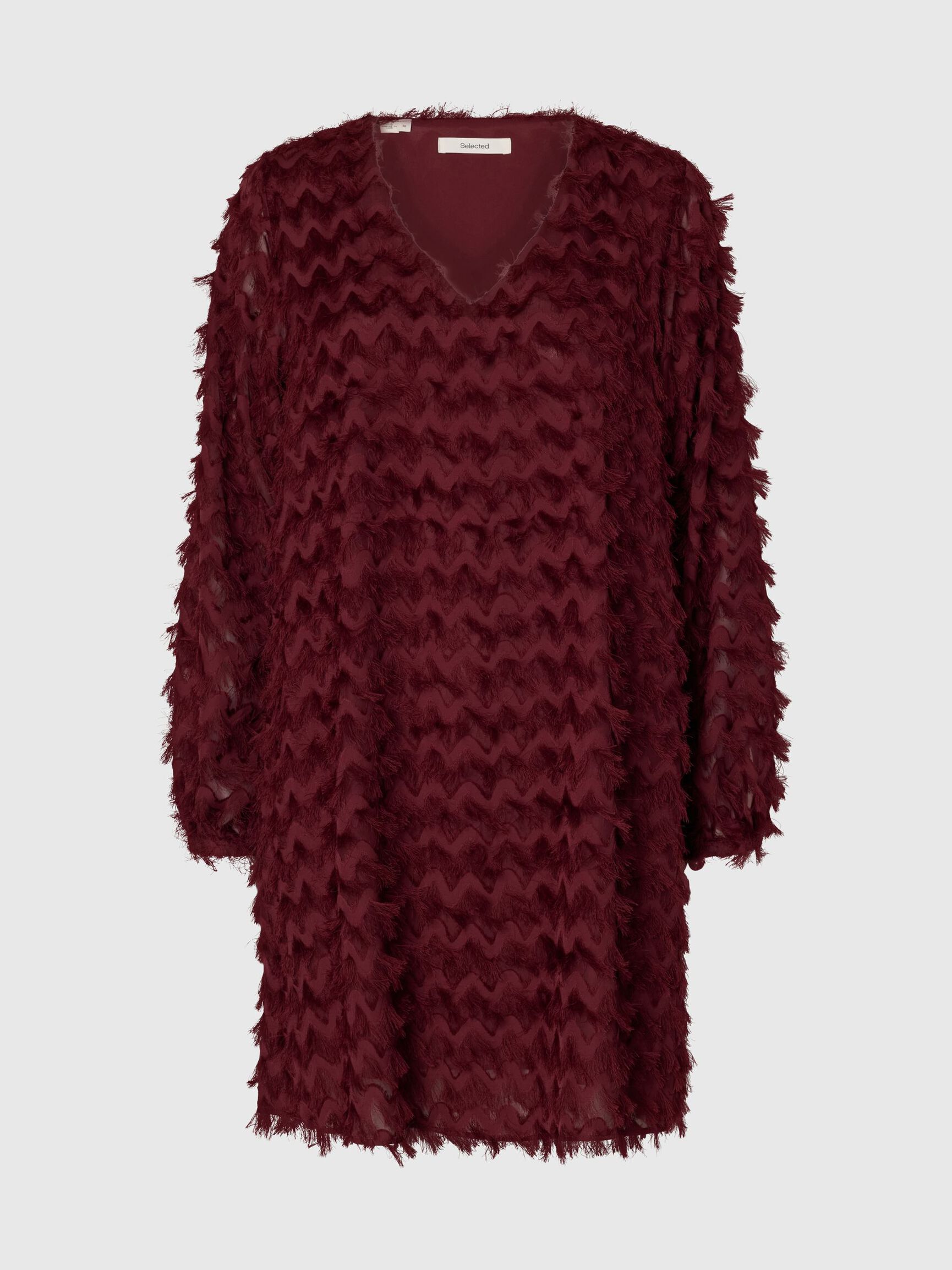 FRINGE MINI DRESS, Tawny Port, highres