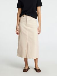 MIDI DENIM ROK, Ecru, highres