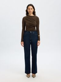 DRAPED LONG SLEEVED TOP, Delicioso, highres