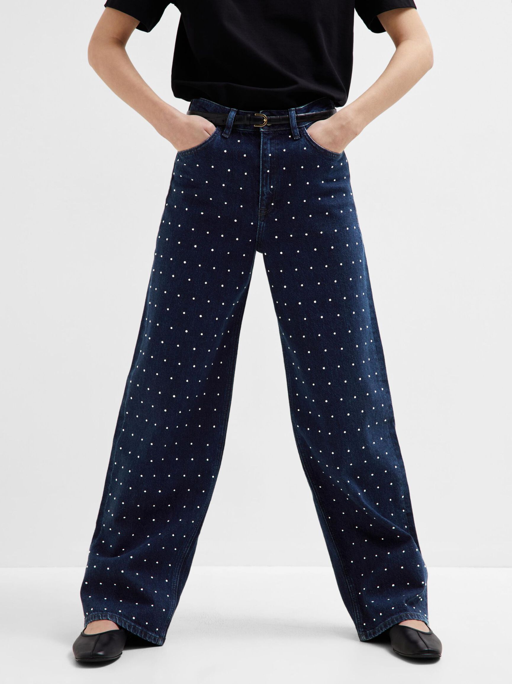 STRASS-STEENTJES WIDE FIT JEANS, Medium Blue Denim, highres