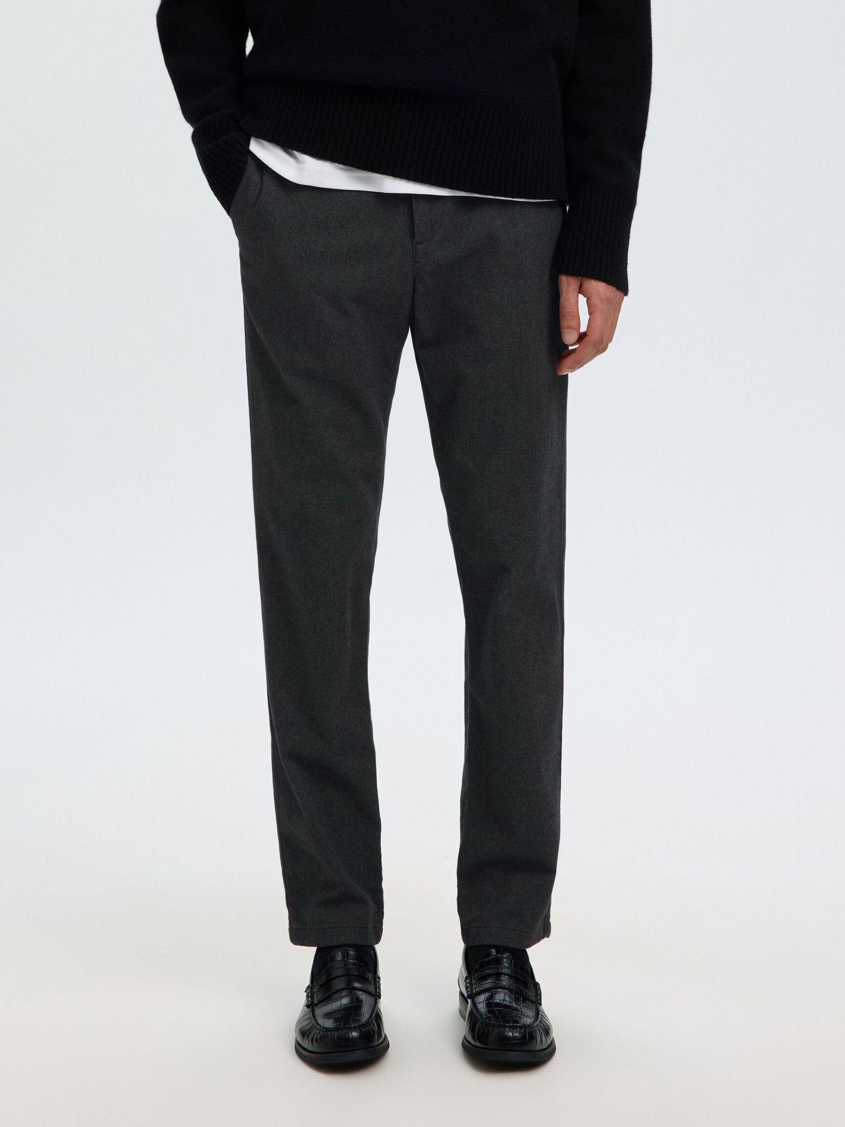 175 SLIM-FIT BRUSHED CHINOS, Dark Grey, highres