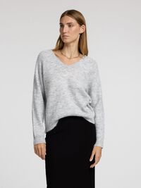 WOLLGEMISCH V-AUSSCHNITT PULLOVER, Light Grey Melange, highres