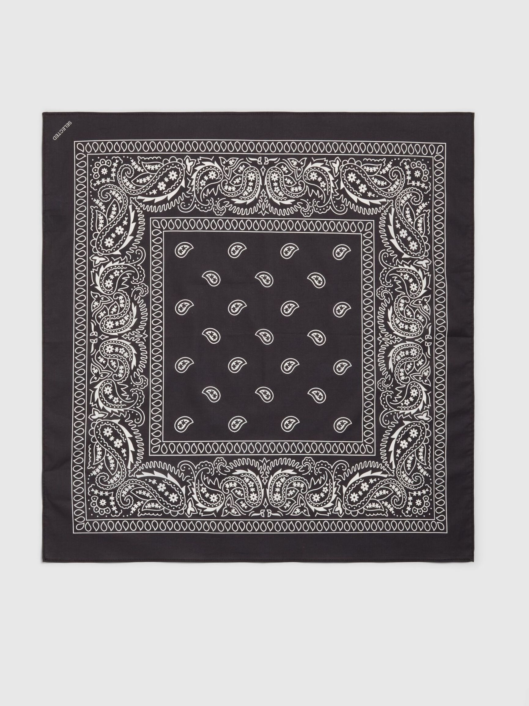PRINTED SCARF, Black, highres