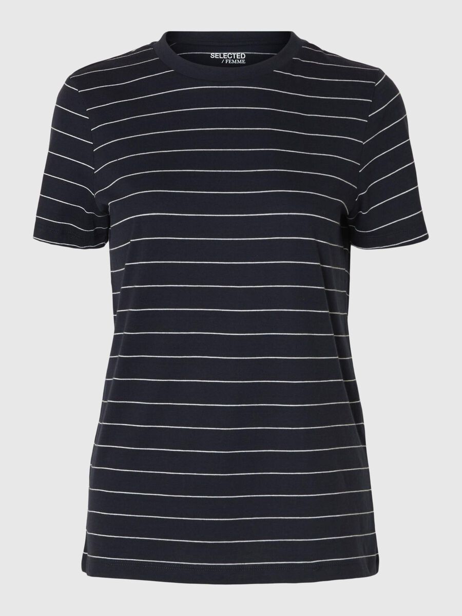Selected GESTREIFTES BAUMWOLL T-SHIRT, Dark Sapphire, highres - 16097179_DarkSapphire_1170385_001.jpg