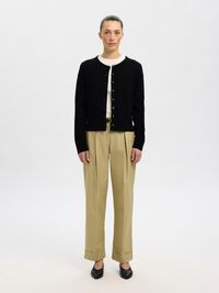 100% MERINOULD STRIKKET CARDIGAN, Black, highres
