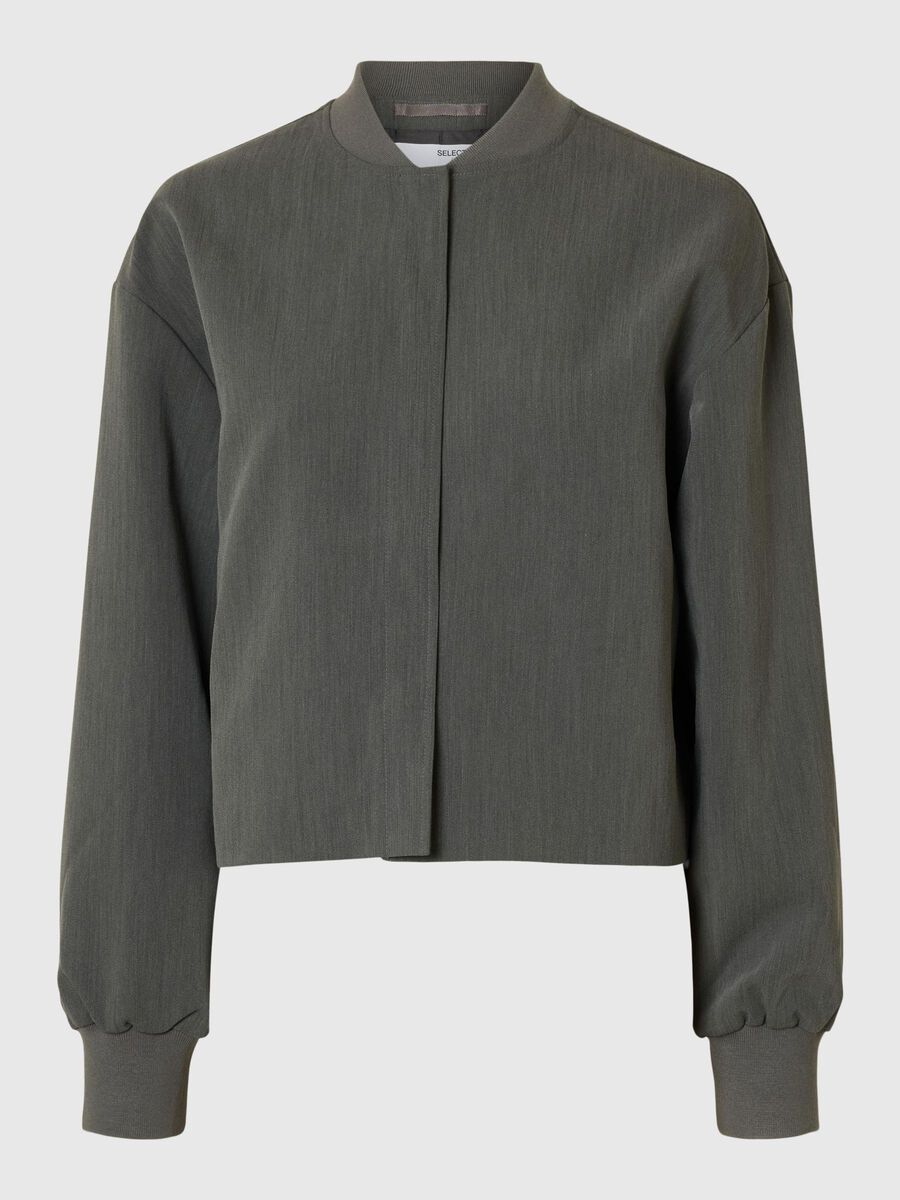 Selected CROPPED BOMBER JACKET, Volcanic Ash, highres - 16094400_VolcanicAsh_1185970_001.jpg