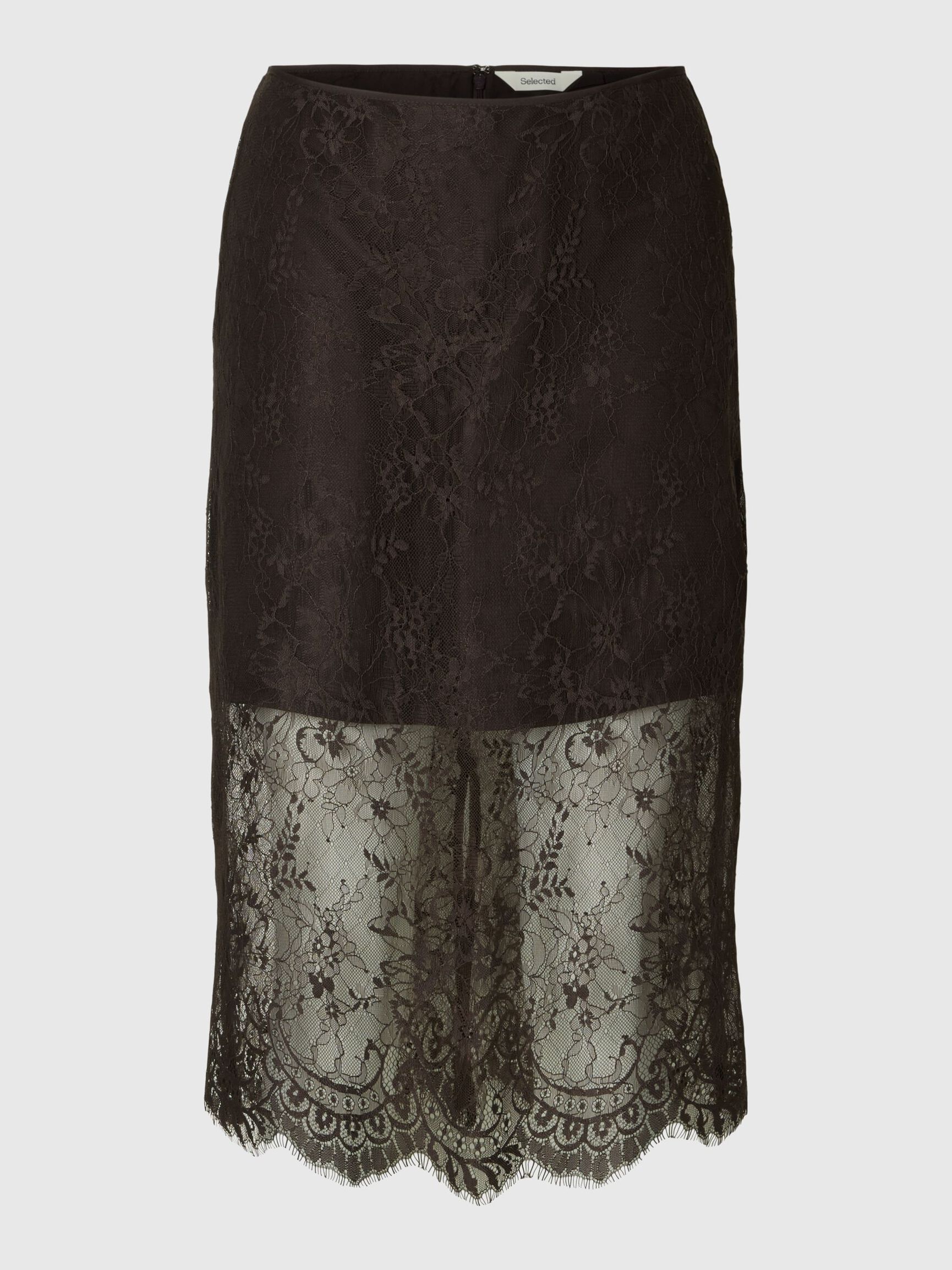 LACE MIDI SKIRT, Delicioso, highres