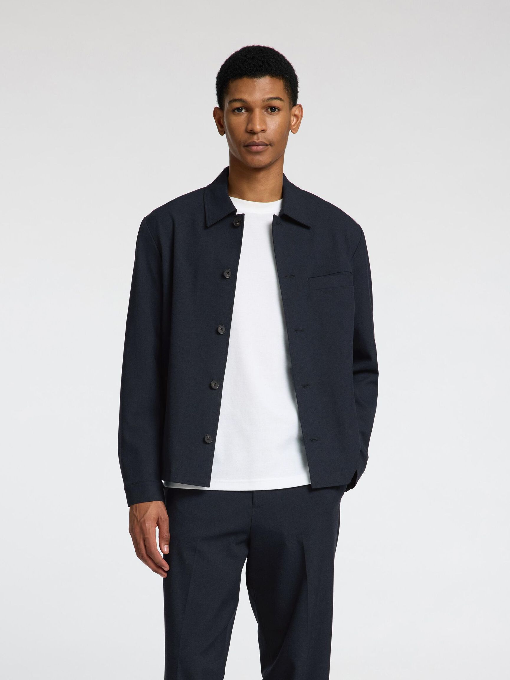TAILORED OVERSHIRT, Dark Sapphire, highres