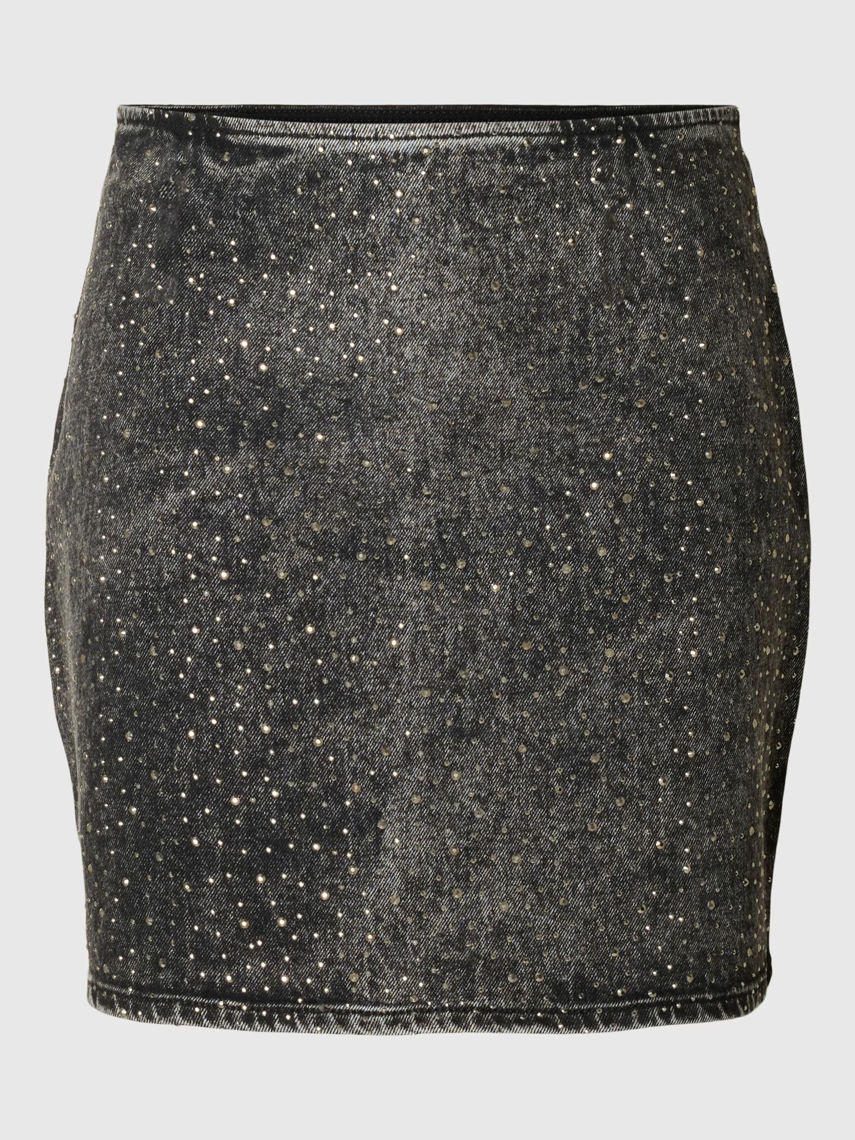 GLITZER JEANSROCK, Black Denim, highres