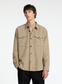 BOXY FIT BOUCLE OVERSHIRT, Sand, highres