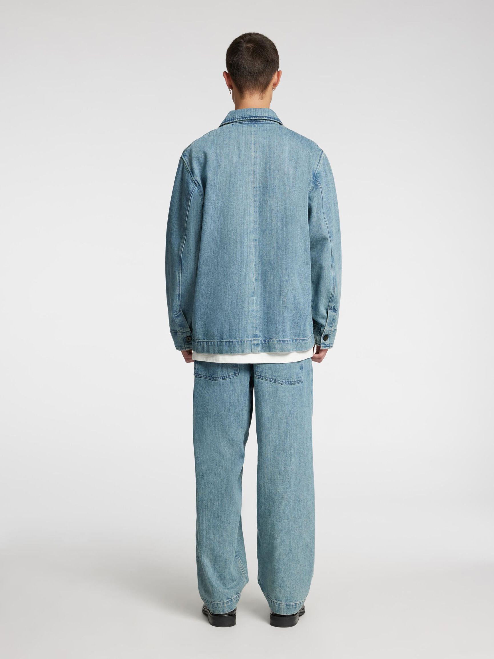 BOXY FIT  DENIM SHIRT, Light Blue, highres