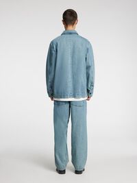 BOXY FIT  DENIM SHIRT, Light Blue, highres